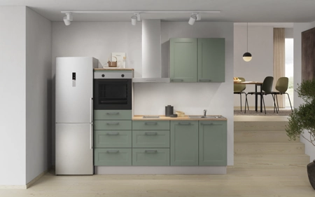 Nobilia Galley kitchen 210 cm with appliances planning 15 Reed green Cascada