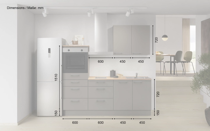 Nobilia SPA Galley kitchen 210 cm with appliances planning 15 5