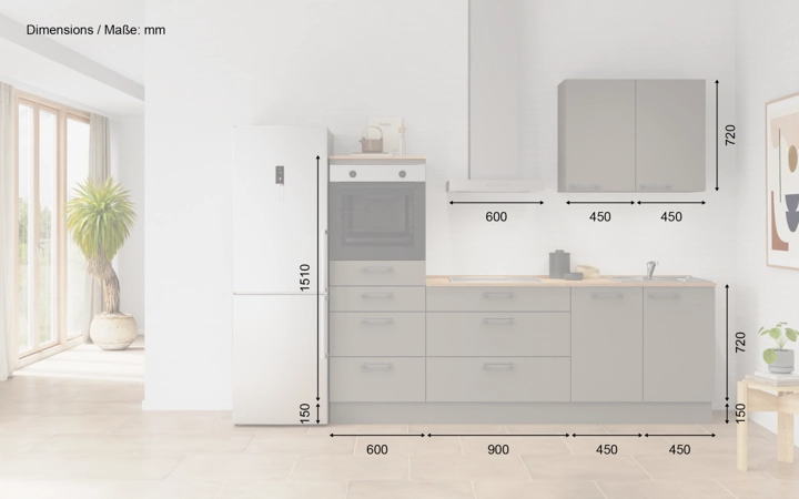 Nobilia SPA Galley kitchen 240 cm with appliances planning 15 5