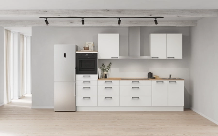 Nobilia Galley kitchen 300 cm with appliances planning 15 Alpine white matt Touch
