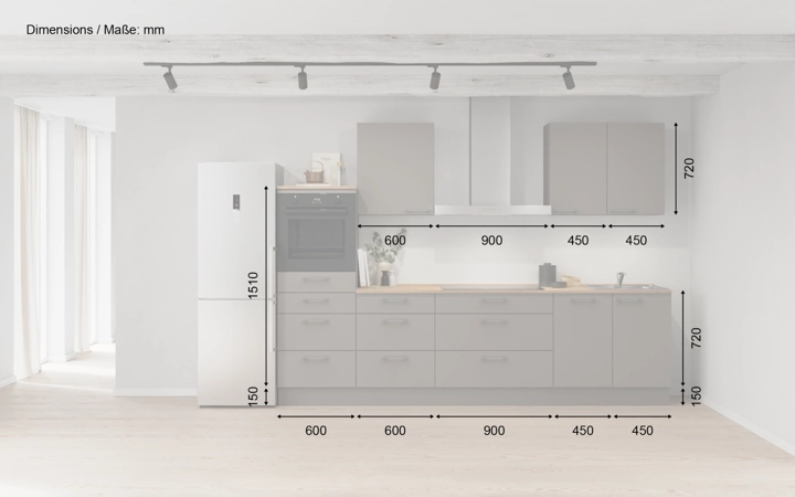 Nobilia SPA Galley kitchen 300 cm with appliances planning 15 5