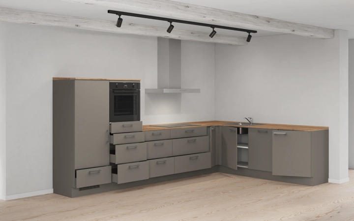 Nobilia SPA L-shaped kitchen 366,6 cm x 246,6 cm with appliances planning 16 4