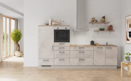Nobilia Galley kitchen 300 cm with appliances planning 16 Concrete grey matt Riva