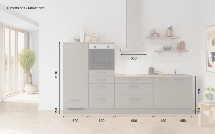 Nobilia SPA Galley kitchen 300 cm with appliances planning 16 5