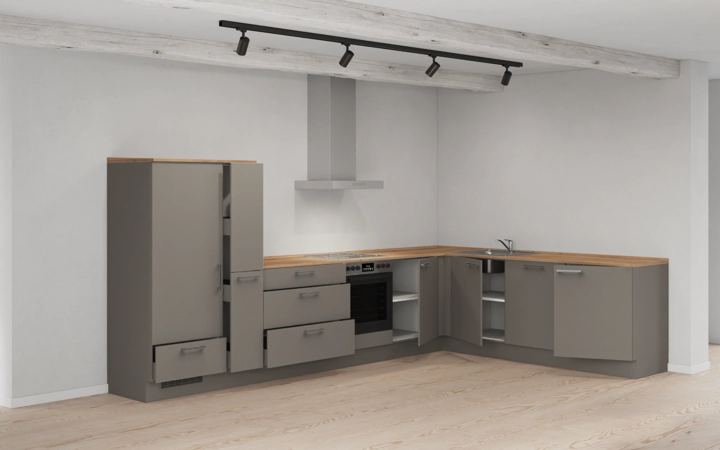 Nobilia SPA L-shaped kitchen 366,6 cm x 246,6 cm with appliances planning 17 4