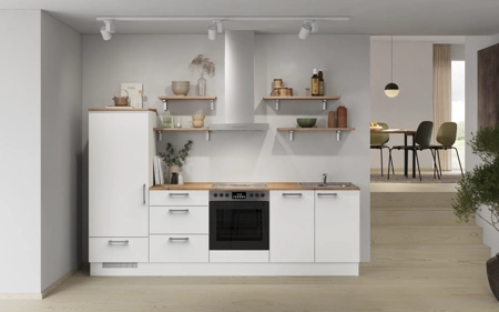 Nobilia Galley kitchen 270 cm with appliances planning 17 Alpine white matt Touch