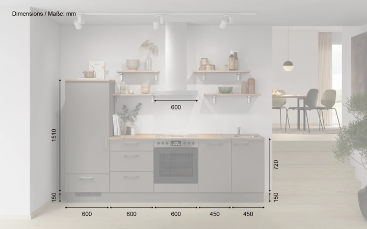 Nobilia SPA Galley kitchen 270 cm with appliances planning 17 5