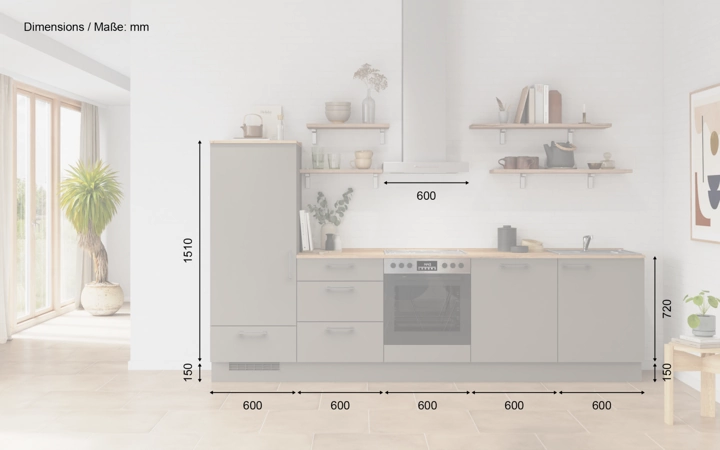 Nobilia SPA Galley kitchen 300 cm with appliances planning 17 5