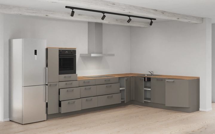 Nobilia SPA L-shaped kitchen 366,6 cm x 246,6 cm with appliances planning 18 4