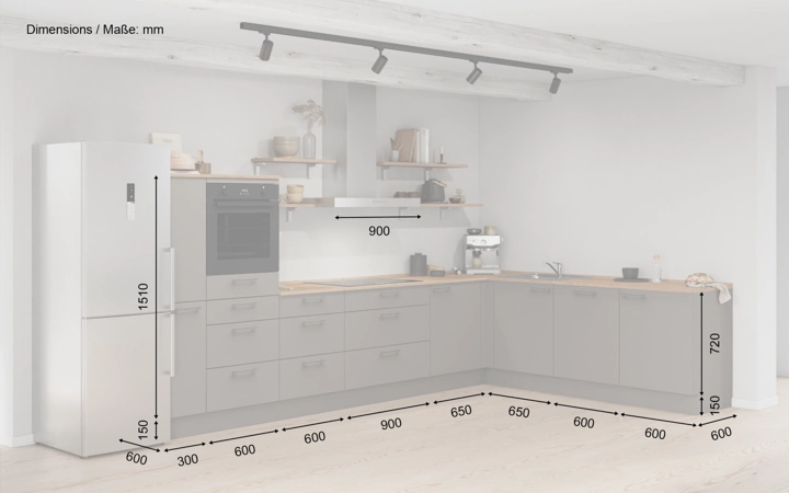 Nobilia SPA L-shaped kitchen 366,6 cm x 246,6 cm with appliances planning 18 5