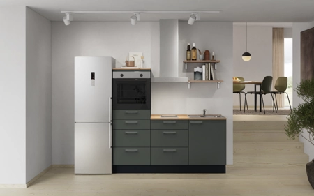 Nobilia Galley kitchen 180 cm with appliances planning 18 Mineral green matt Easytouch