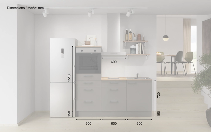 Nobilia SPA Galley kitchen 180 cm with appliances planning 18 5