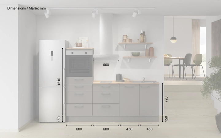 Nobilia SPA Galley kitchen 210 cm with appliances planning 18 5
