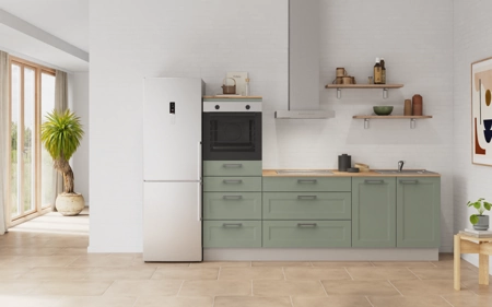 Nobilia Galley kitchen 240 cm with appliances planning 18 Reed green Cascada