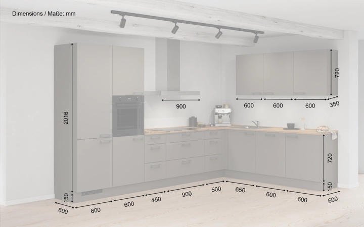 Nobilia SPA L-shaped kitchen 366,6 cm x 246,6 cm with appliances planning 2 5