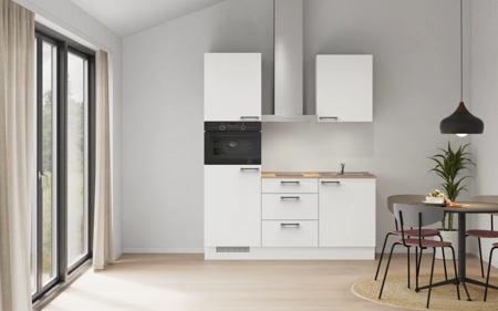 Nobilia Galley kitchen 180 cm with appliances planning 2 Alpine white matt Touch