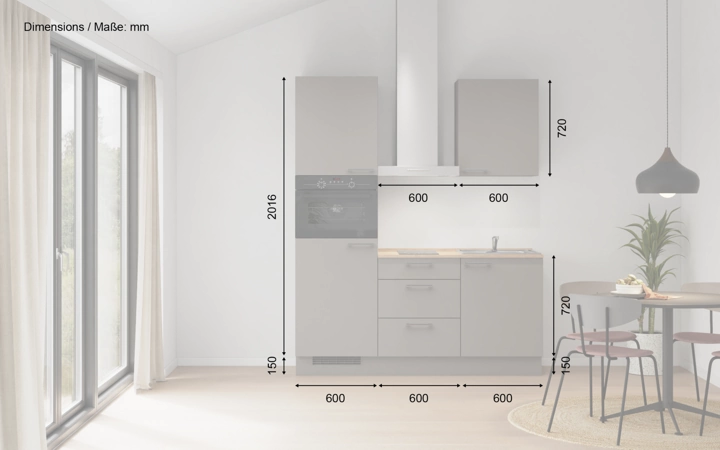 Nobilia SPA Galley kitchen 180 cm with appliances planning 2 5