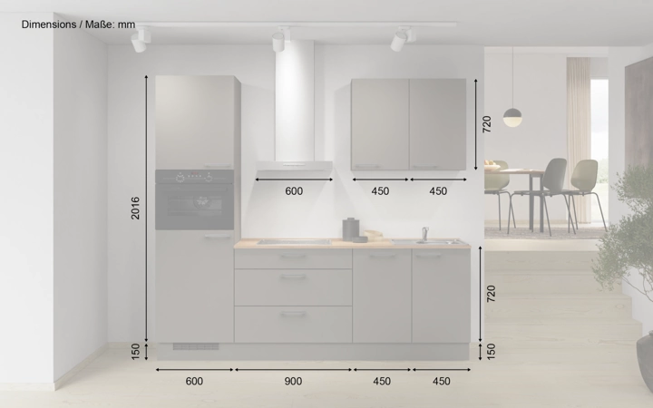 Nobilia SPA Galley kitchen 240 cm with appliances planning 2 5