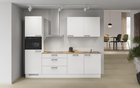 Nobilia Galley kitchen 270 cm with appliances planning 2 Alpine white matt Touch