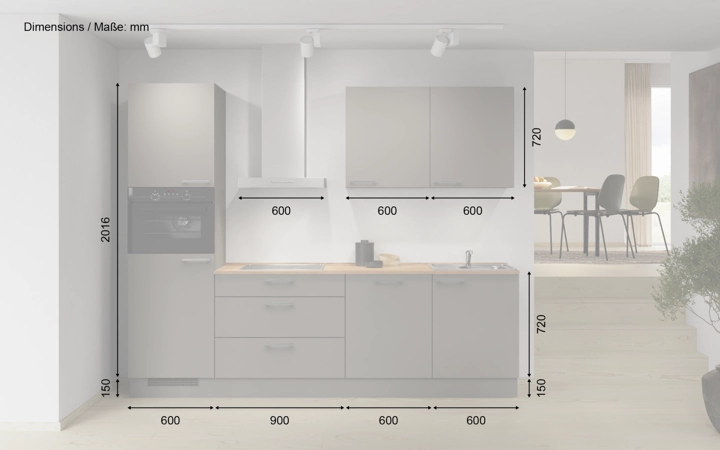 Nobilia SPA Galley kitchen 270 cm with appliances planning 2 5