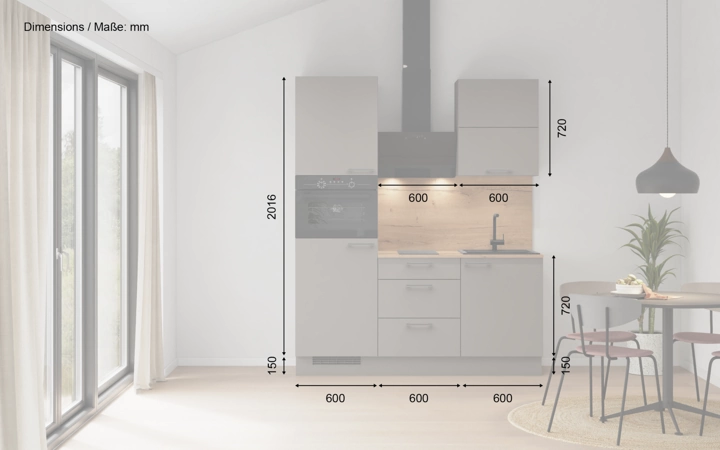 Nobilia SPA Galley kitchen 180 cm with appliances planning 3 5