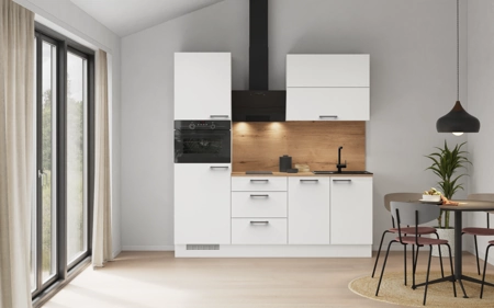Nobilia Galley kitchen 210 cm with appliances planning 3 Alpine white matt Touch
