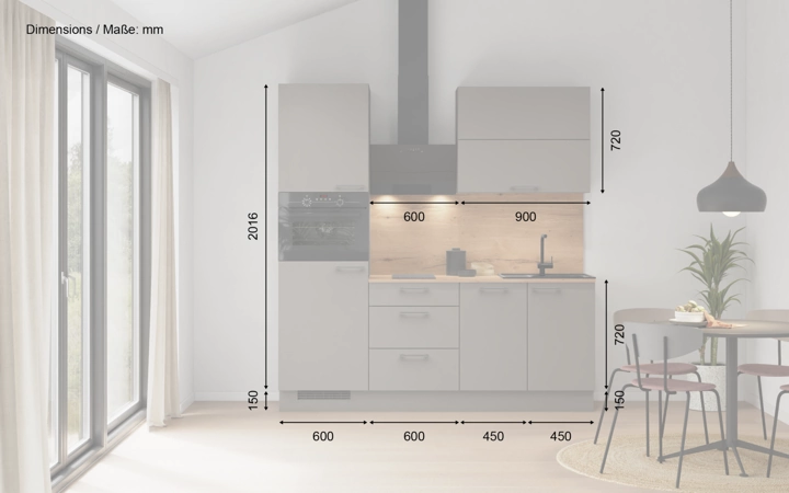 Nobilia SPA Galley kitchen 210 cm with appliances planning 3 5