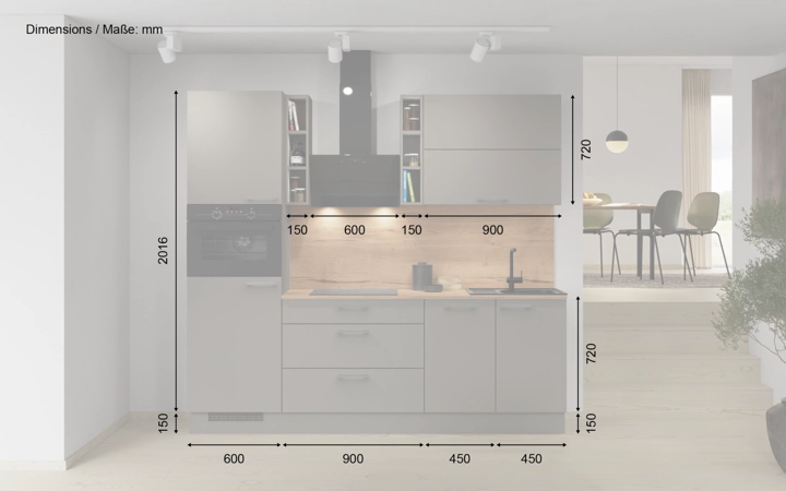 Nobilia SPA Galley kitchen 240 cm with appliances planning 3 5