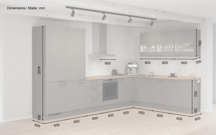Nobilia SPA L-shaped kitchen 366,6 cm x 246,6 cm with appliances planning 4 5