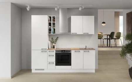 Nobilia Galley kitchen 240 cm with appliances planning 4 Alpine white matt Touch