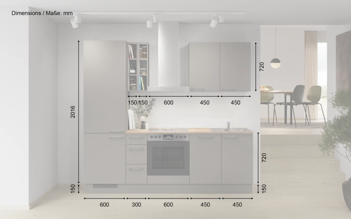Nobilia SPA Galley kitchen 240 cm with appliances planning 4 5