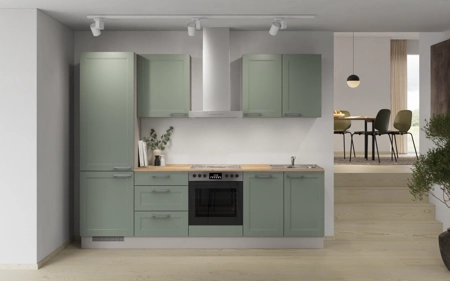 Nobilia Galley kitchen 270 cm with appliances planning 4 Reed green Cascada