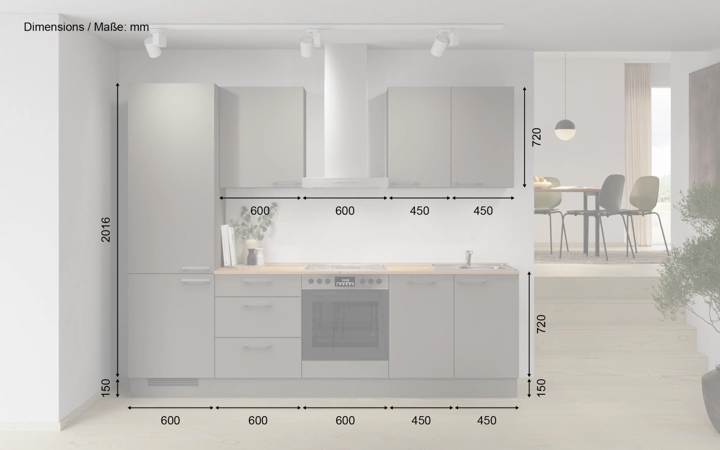 Nobilia SPA Galley kitchen 270 cm with appliances planning 4 5