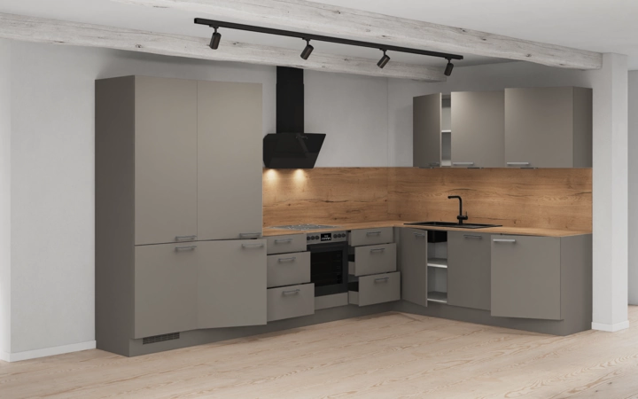 Nobilia SPA L-shaped kitchen 366,6 cm x 246,6 cm with appliances planning 5 4