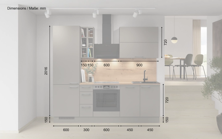 Nobilia SPA Galley kitchen 240 cm with appliances planning 5 5