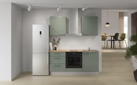 Nobilia Galley kitchen 180 cm with appliances planning 6 Reed green Cascada