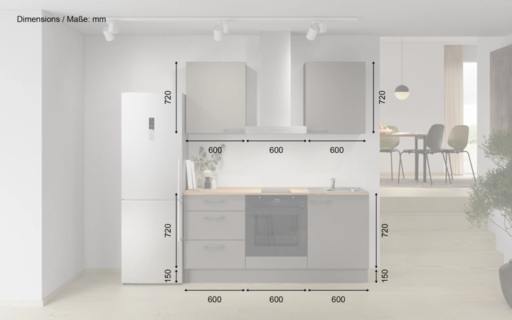Nobilia SPA Galley kitchen 180 cm with appliances planning 6 5
