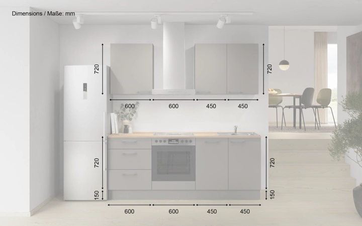 Nobilia SPA Galley kitchen 210 cm with appliances planning 6 5