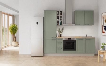 Nobilia Galley kitchen 240 cm with appliances planning 6 Reed green Cascada