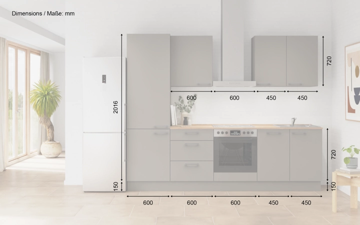 Nobilia SPA Galley kitchen 270 cm with appliances planning 6 5