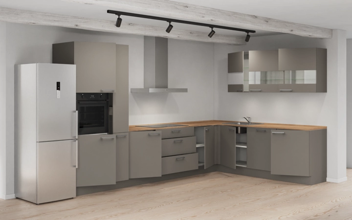 Nobilia SPA L-shaped kitchen 366,6 cm x 246,6 cm with appliances planning 7 4
