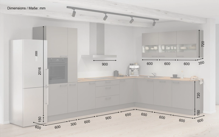 Nobilia SPA L-shaped kitchen 366,6 cm x 246,6 cm with appliances planning 7 5