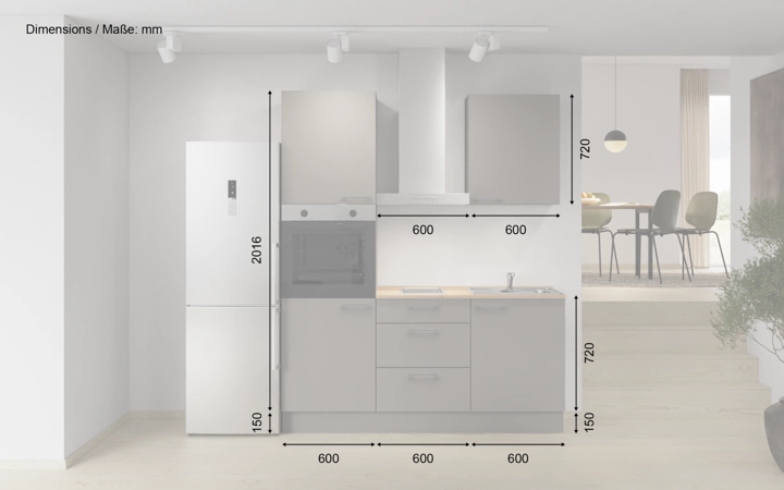 Nobilia SPA Galley kitchen 180 cm with appliances planning 7 5