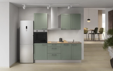 Nobilia Galley kitchen 210 cm with appliances planning 7 Reed green Cascada