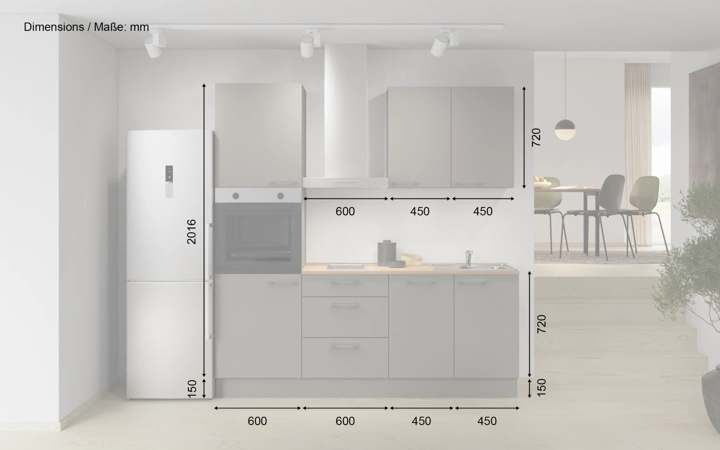 Nobilia SPA Galley kitchen 210 cm with appliances planning 7 5