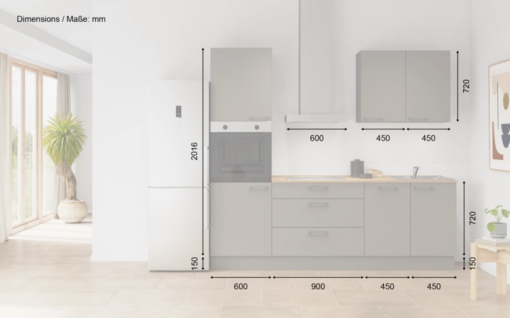 Nobilia SPA Galley kitchen 240 cm with appliances planning 7 5