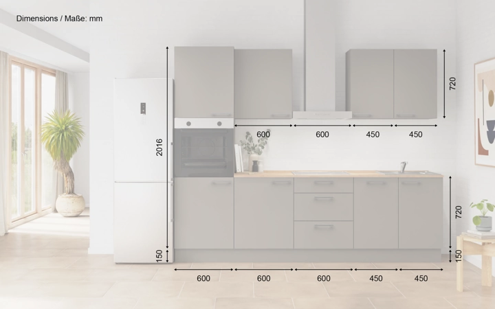 Nobilia SPA Galley kitchen 270 cm with appliances planning 7 5