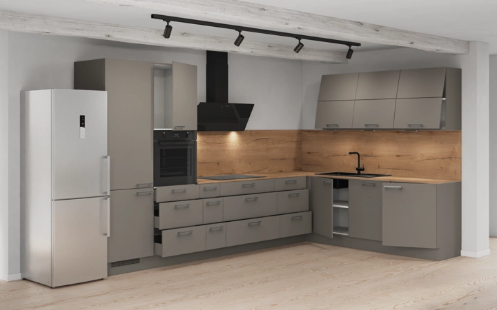 Nobilia SPA L-shaped kitchen 366,6 cm x 246,6 cm with appliances planning 8 4