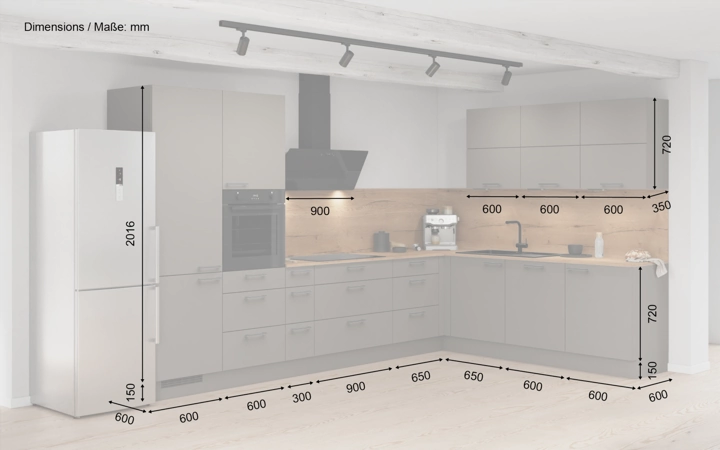 Nobilia SPA L-shaped kitchen 366,6 cm x 246,6 cm with appliances planning 8 5