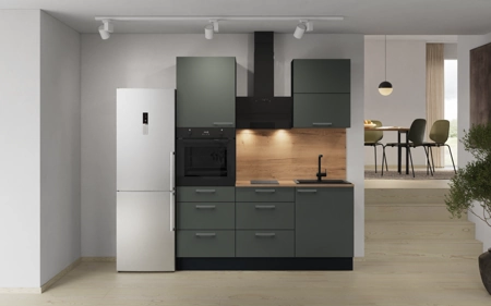 Nobilia Galley kitchen 180 cm with appliances planning 8 Mineral green matt Easytouch